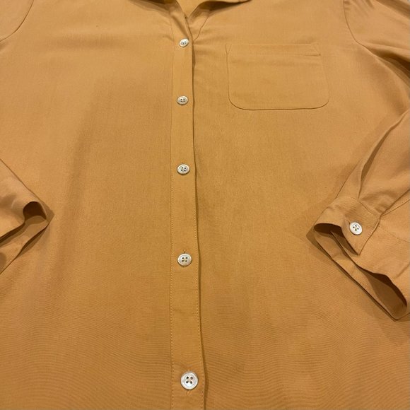 J.Jill Women's Peach 100% Silk‎ Button Up Long Sleeved Shirt, Size L - Picture 3 of 7